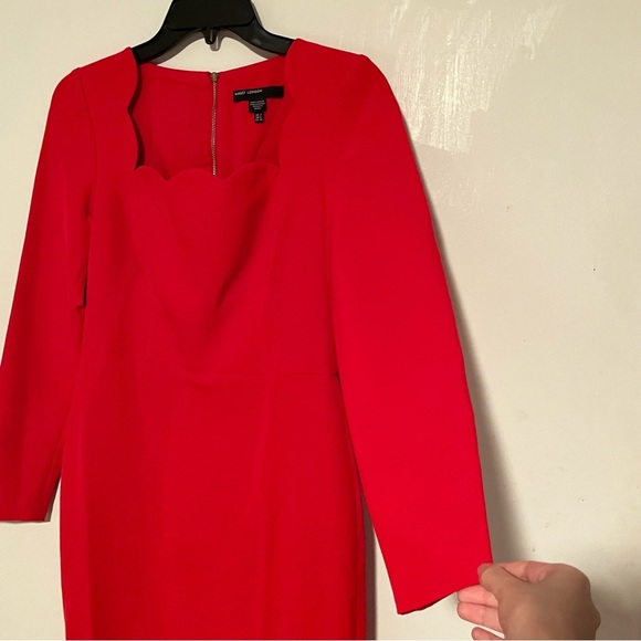 Maggy London Dress Scalloped Neck Long Sleeve Career Evening Cocktail - Picture 8 of 12
